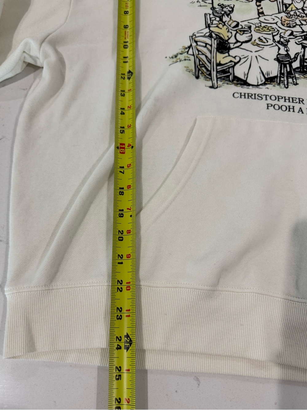 XXL Disney Womens Cream Christopher Robin Pooh Pullover Hoodie Plus Size 2X Top - Picture 2 of 13